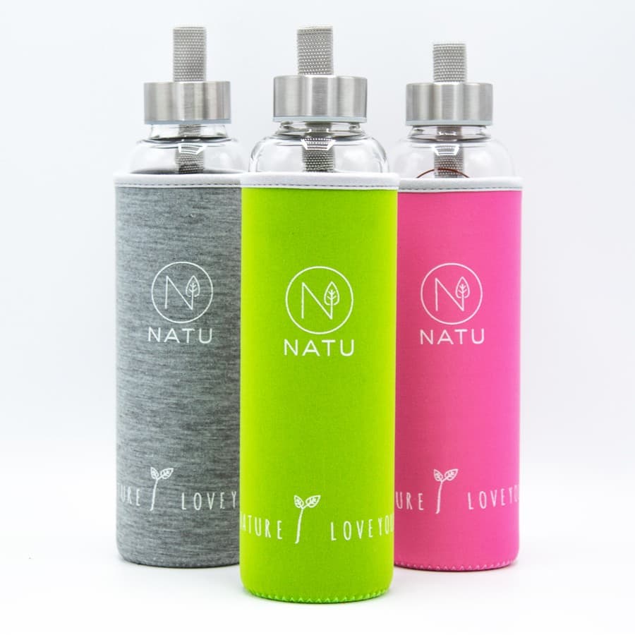 NATU Skleněná lahev 550 ml - zelený termo obal - náhled 4