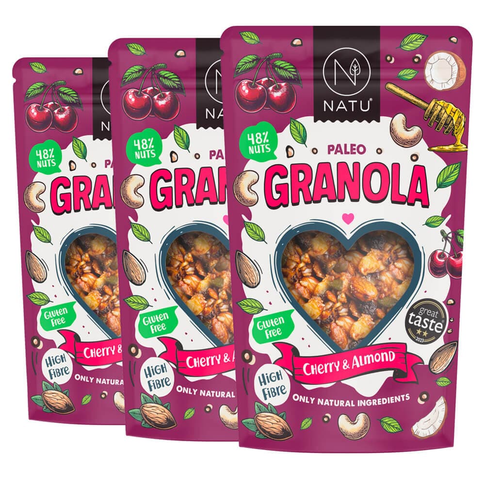 NATU Paleo Granola třešně a mandle 3x350g
