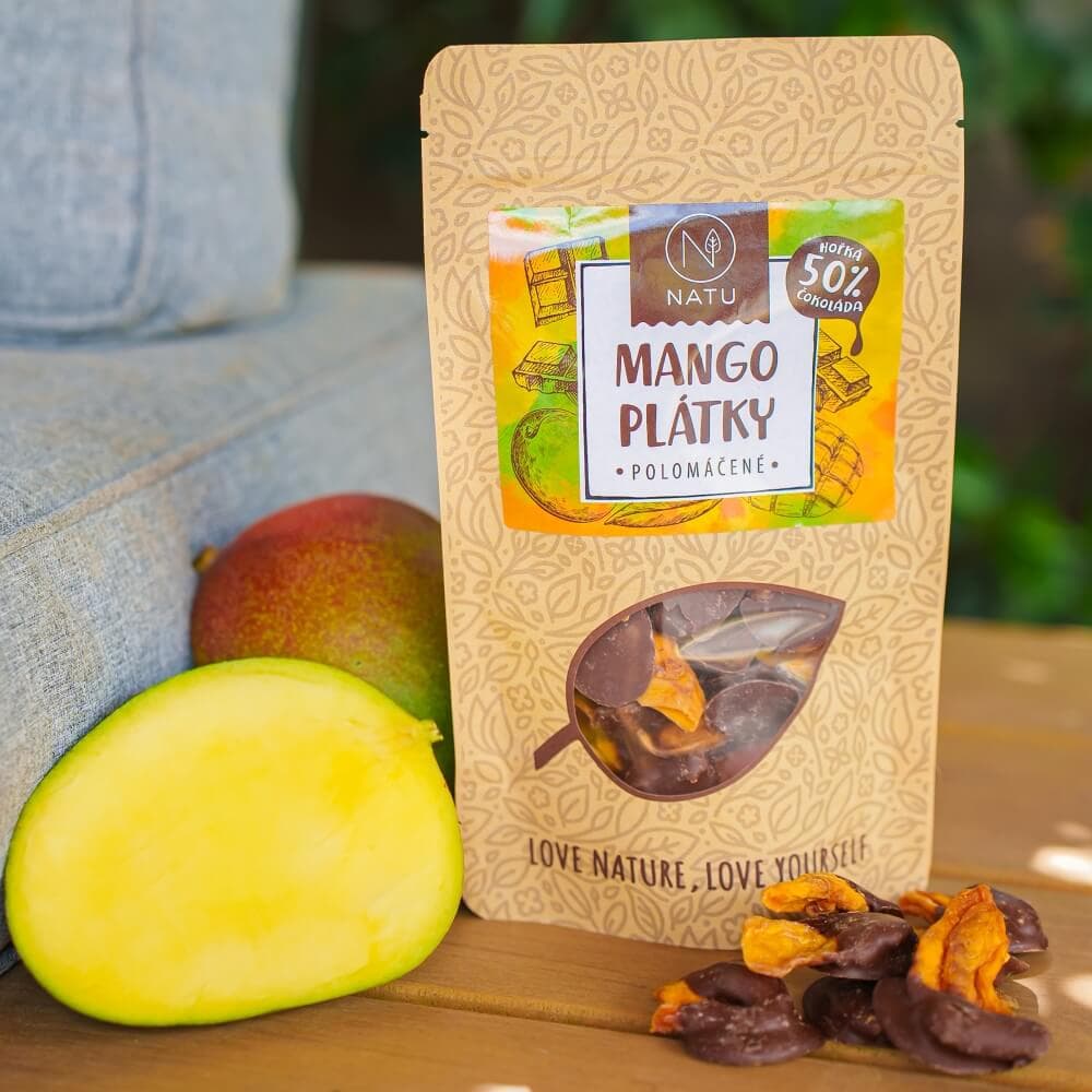 NATU Mango plátky polomáčené 50% hořká čokoláda 120g - náhled 4