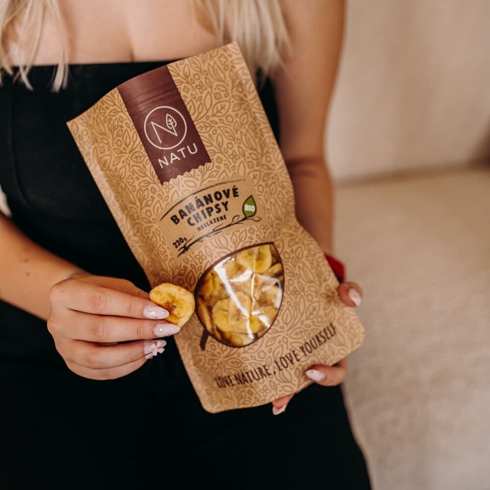 NATU Banánové chipsy neslazené BIO 230g - náhled 4