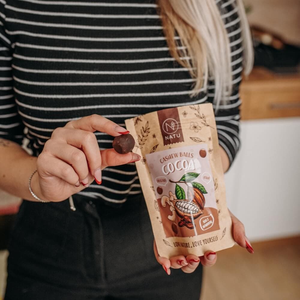 NATU Kakaové kuličky s kešu krémem 70g - náhled 3