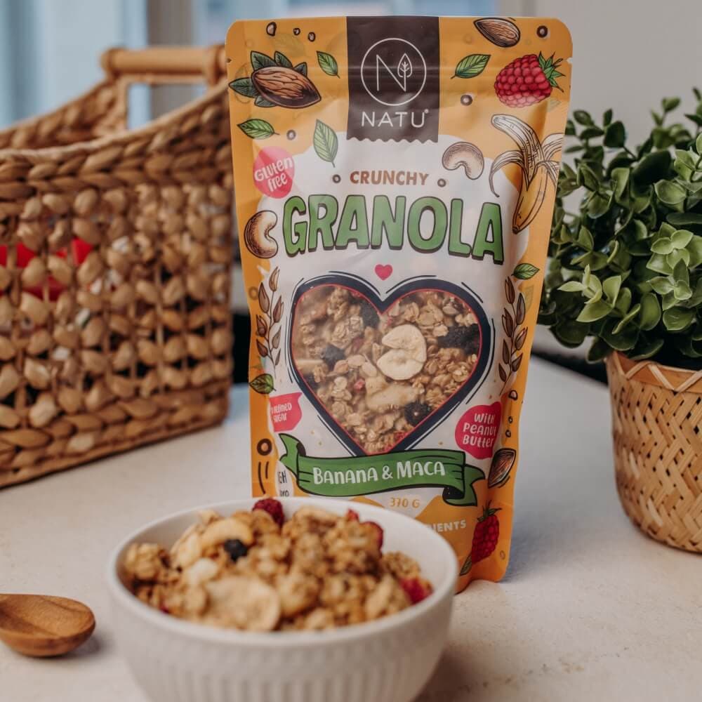 NATU Granola Banán a maca 370g - náhled 3