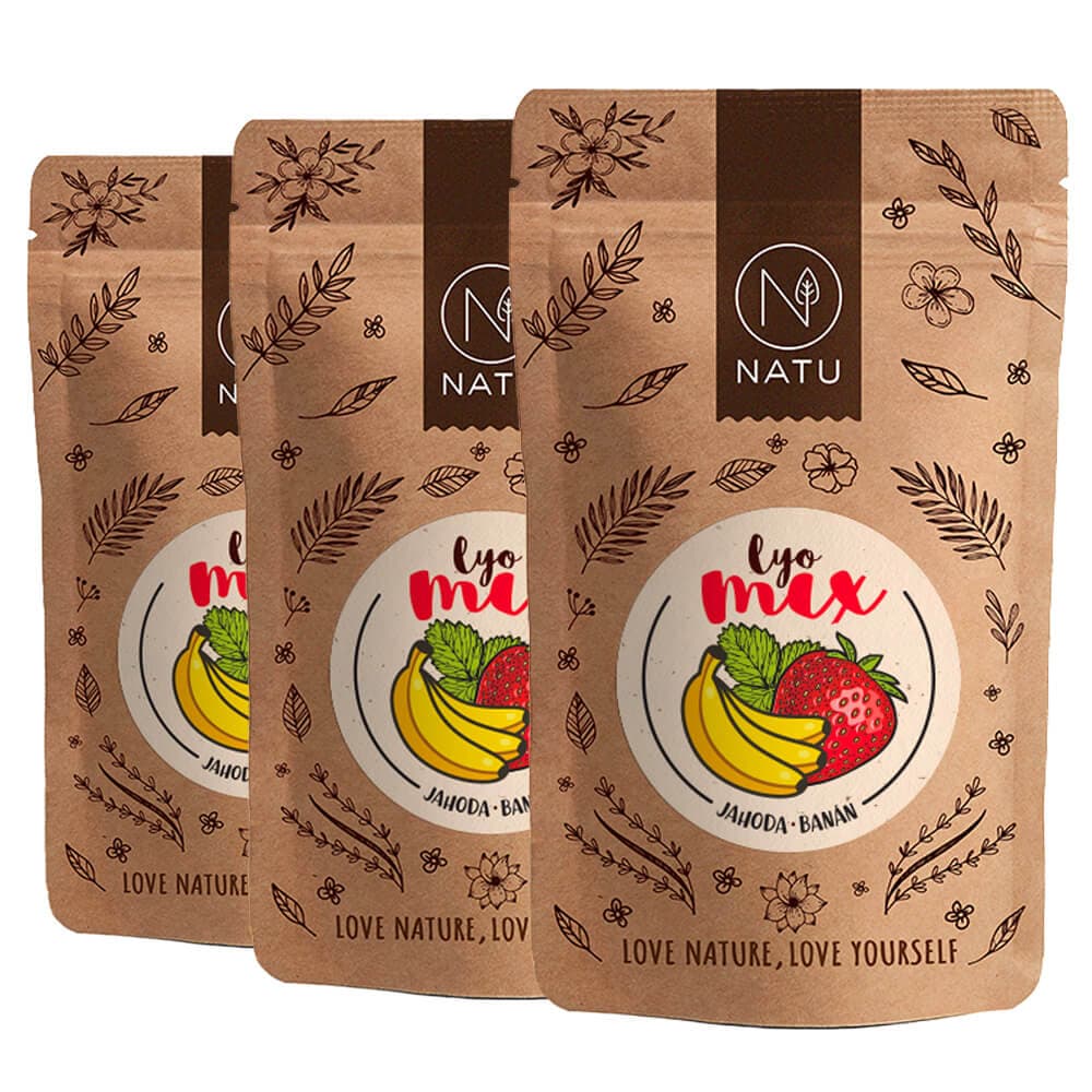 NATU Lyo mix jahoda a banán 3x40g