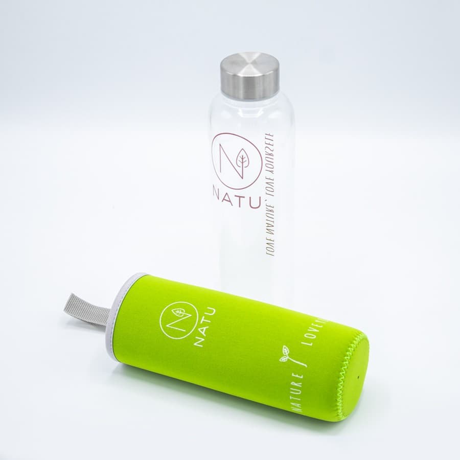 NATU Skleněná lahev 550 ml - zelený termo obal - náhled 2