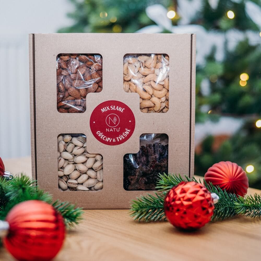 NATU Dárkový box Slané ořechy s třešněmi 390g - náhled 3