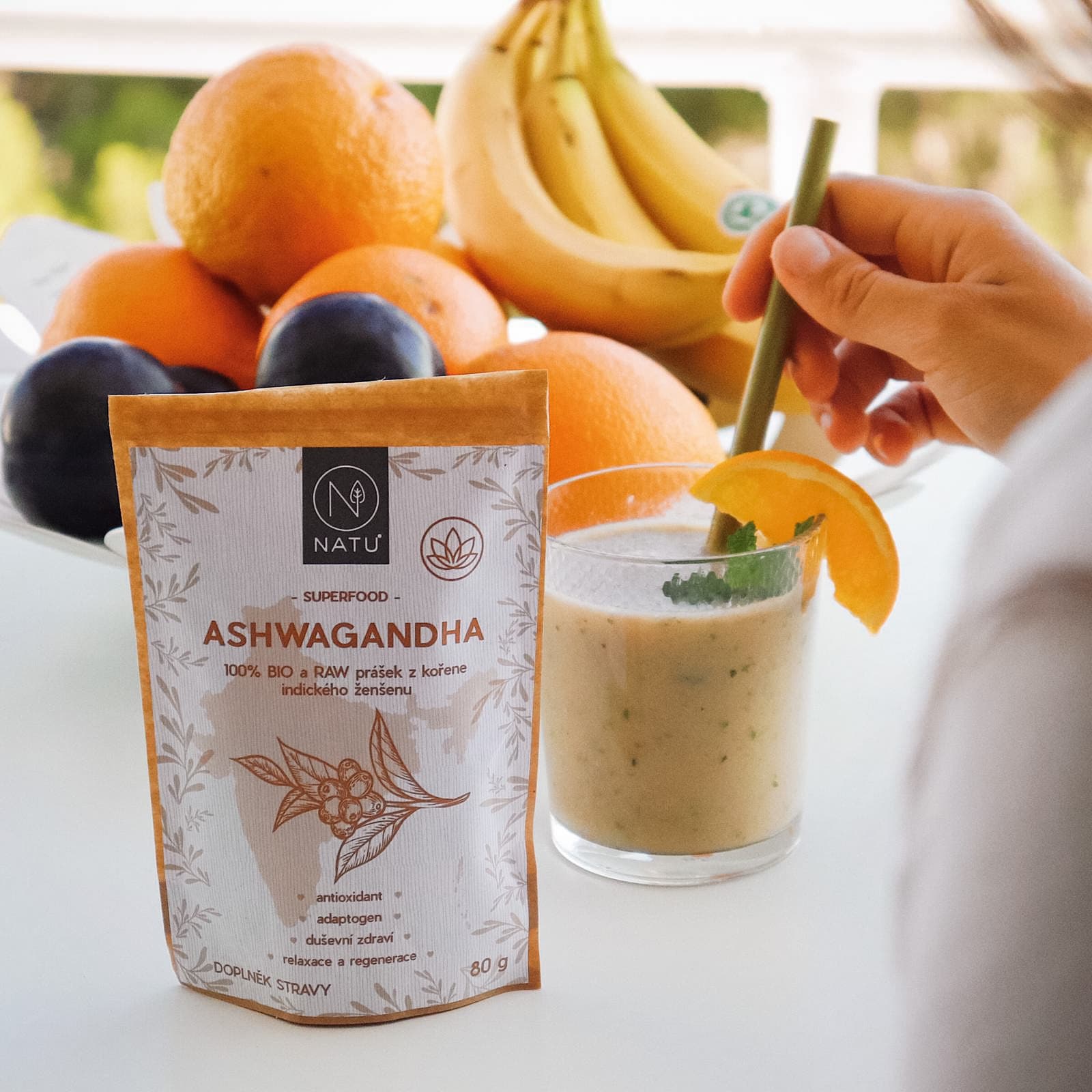 NATU Ashwagandha BIO prášek 80 g - náhled 3