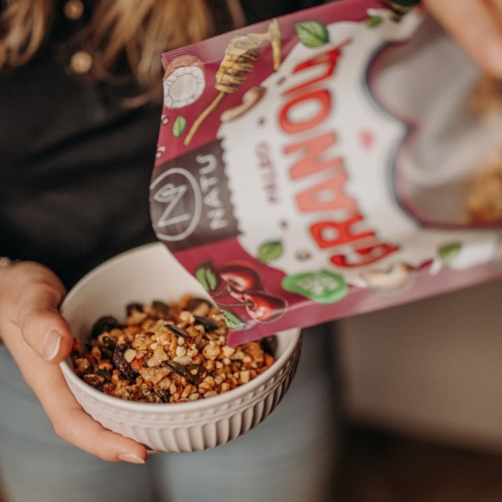 NATU Paleo Granola Třešně a mandle 370g - náhled 4