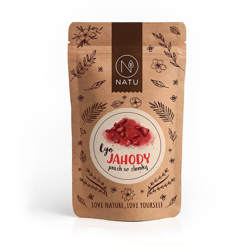 NATU Lyofilizované jahody prach se zlomky 80g - náhled 2