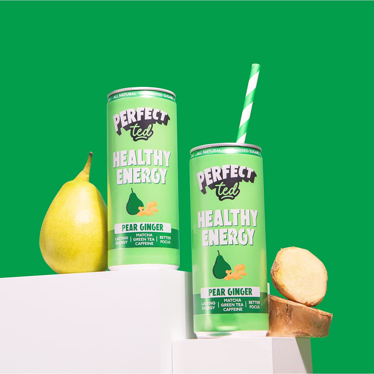 Healthy Matcha Energy Drink hruška a zázvor 250ml - náhled 2