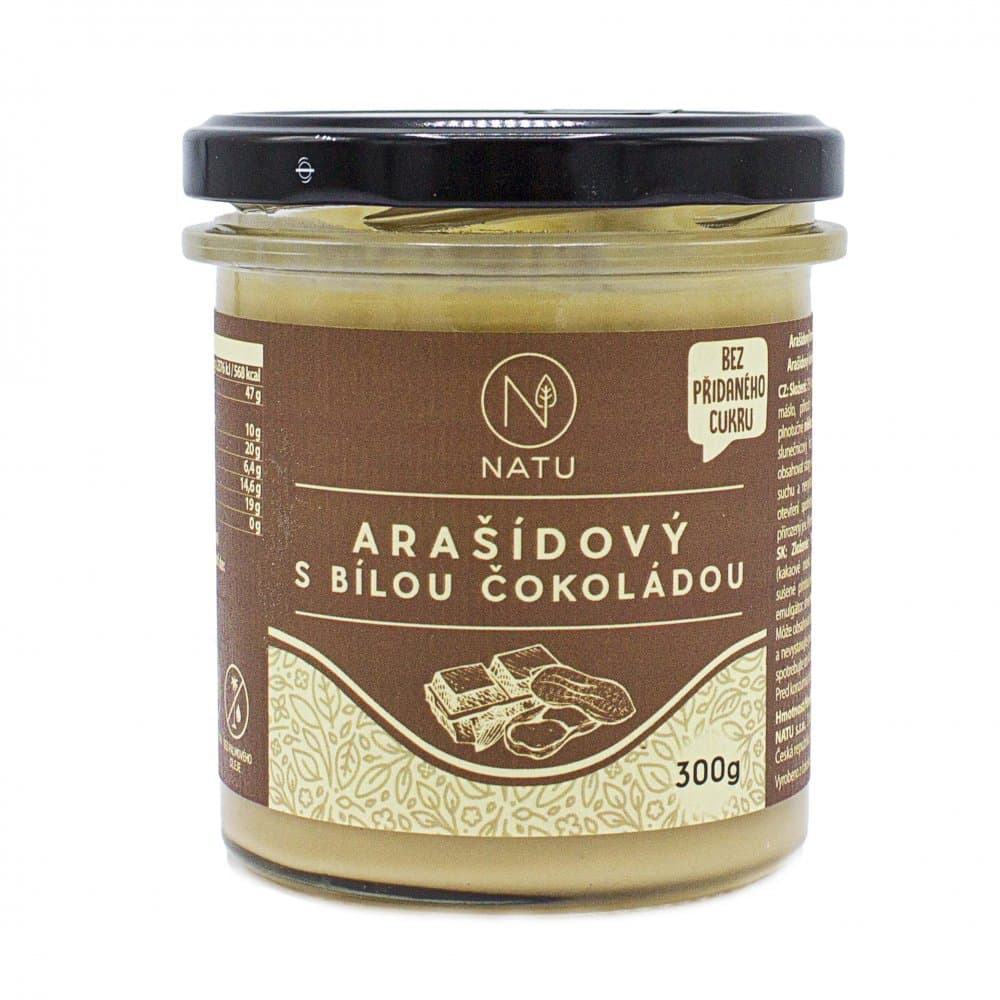 NATU Arašídový krém s bílou čokoládou bez přidaného cukru 300g