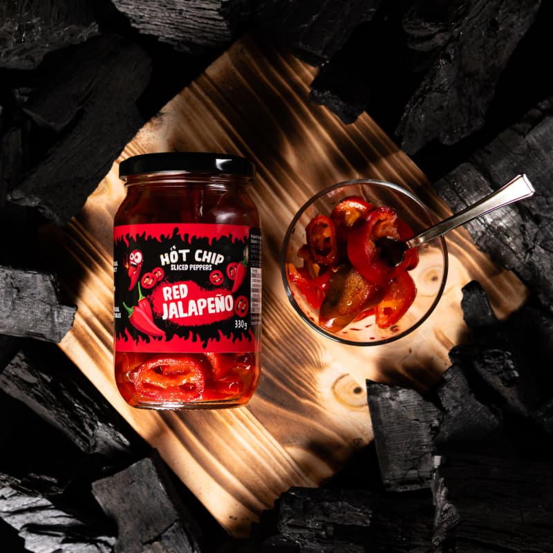 Červené Jalapeño papričky krájené v octovém nálevu – 330g - náhled 4
