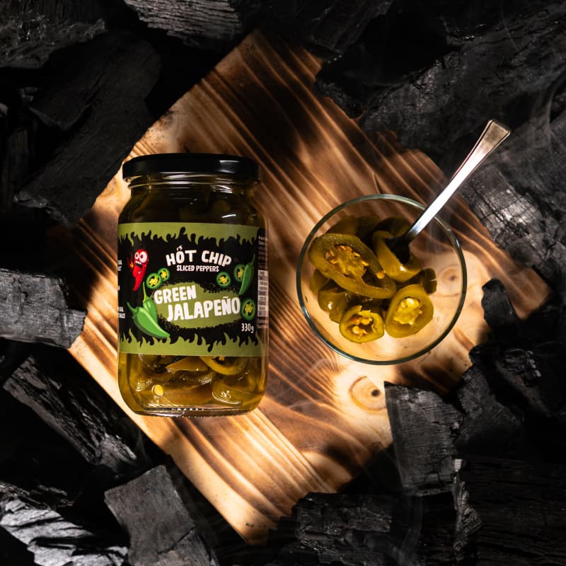 Zelené Jalapeño papričky krájené v octovém nálevu – 330g - náhled 3