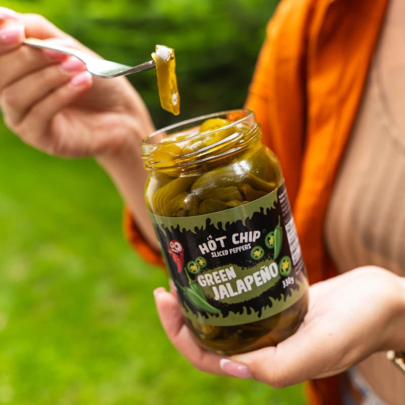 Zelené Jalapeño papričky krájené v octovém nálevu – 330g - náhled 2