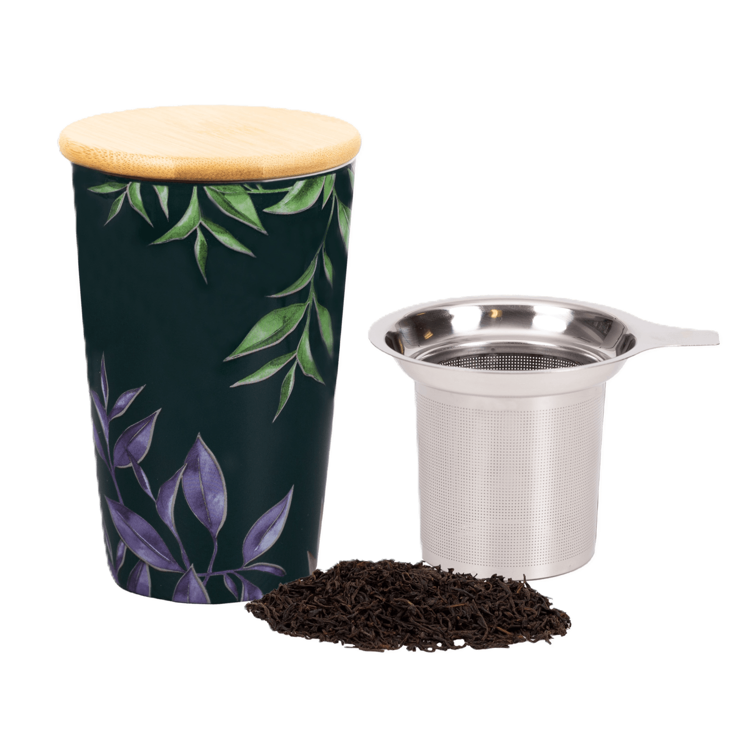 Ahmad Tea | Keramický hrnek s infuzérem a bambusovým víčkem